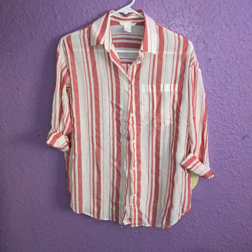 pink and white striped flannel